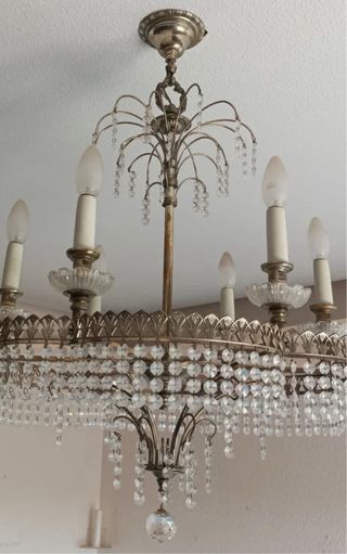 Lámpara latón con lágrimas de cristal Swarovski