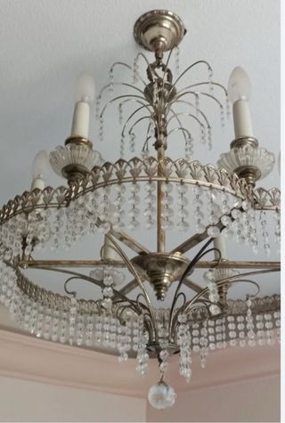 Lámpara latón con lágrimas de cristal Swarovski