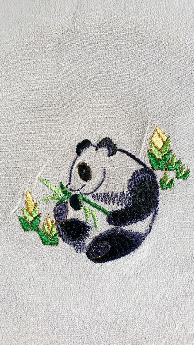 Fazzoletto seta vintage panda ricamato