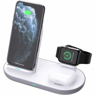 Aukey Estación de Carga Inalámbrica 3-en-1 Blanca