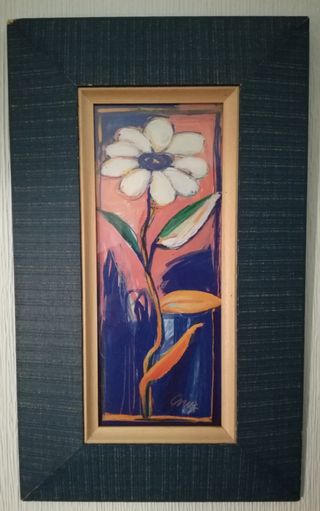 Conjunto con 4 Cuadros Flores Azul Cuatro Cuadros