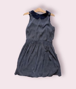 Vestido topitos azul marino primavera. Talla S-36