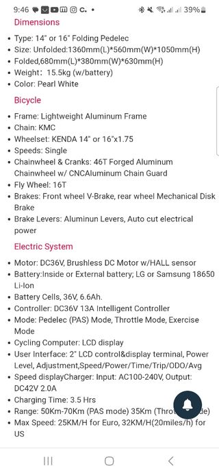 Bicicleta eléctrica doblable