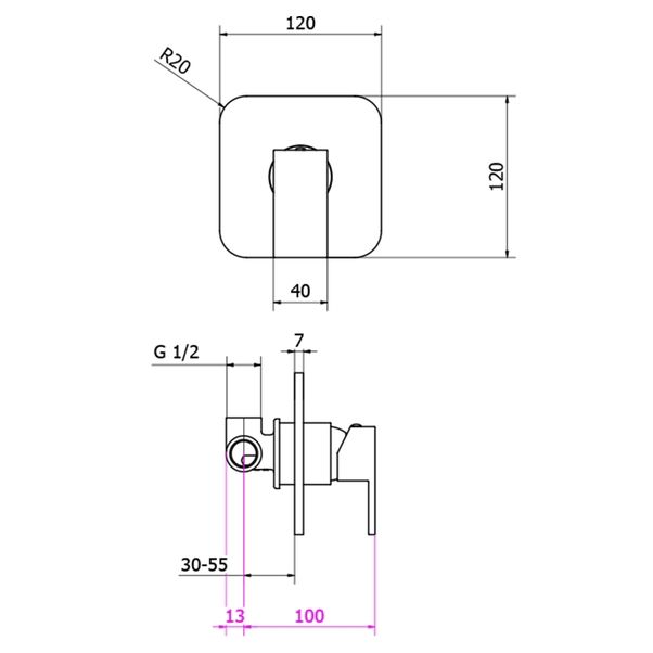 MEZCLADOR DE DUCHA EMPOTRADO TEOREMA ALASKA CARTUC