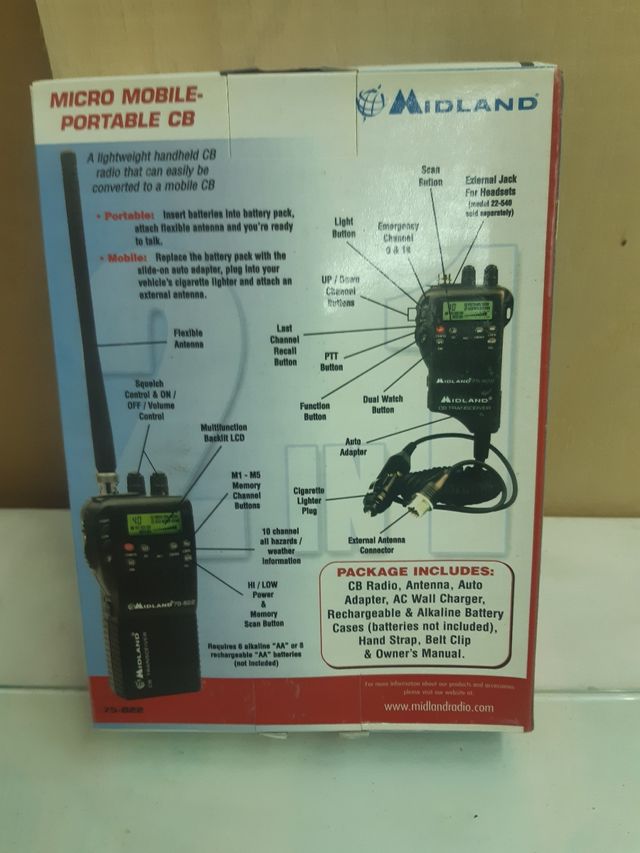 Midland 75-822 Rádio CB Portátil 2 em 1