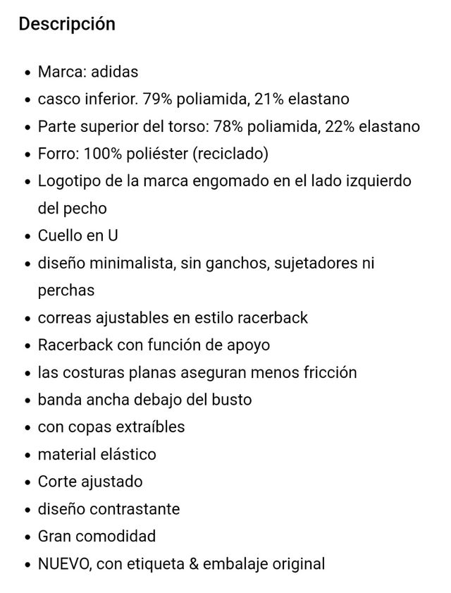 Top bikini allá be mujer Adidas M