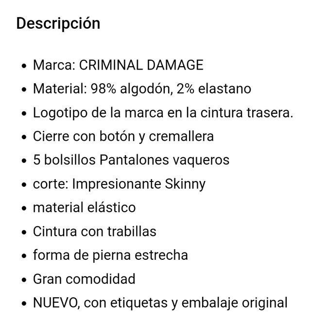 Pantalones vaqueros Criminal damage skin