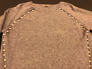 Jersey Mujer Lana Gris con Detalle de Perlas T-M