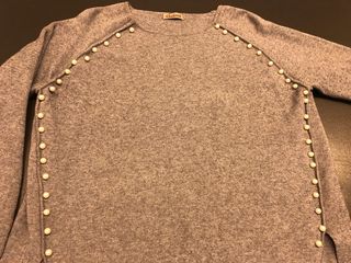 Jersey Mujer Lana Gris con Detalle de Perlas T-M