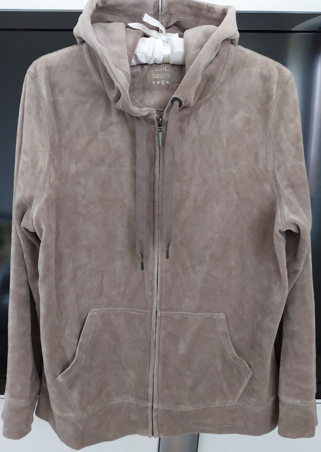 Felpa con zip effetto camoscio