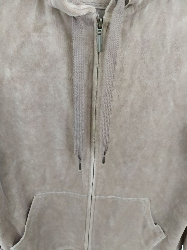 Felpa con zip effetto camoscio