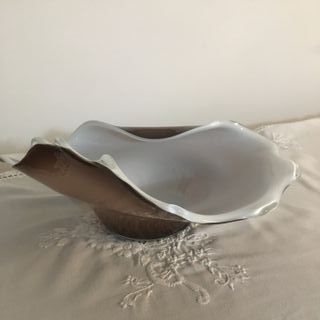 Centrotavola in vetro bianco e marrone 38x24x14