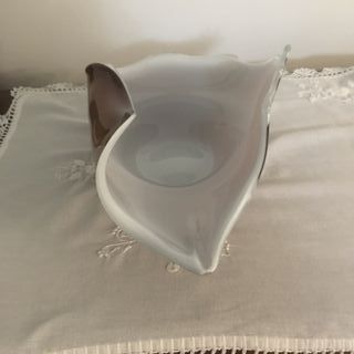 Centrotavola in vetro bianco e marrone 38x24x14