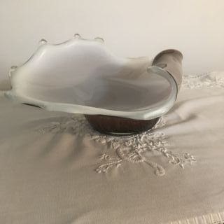 Centrotavola in vetro bianco e marrone 38x24x14