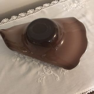 Centrotavola in vetro bianco e marrone 38x24x14