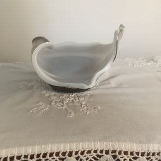 Centrotavola in vetro bianco e marrone 38x24x14