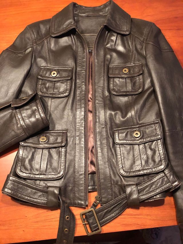 Chaqueta piel marrón