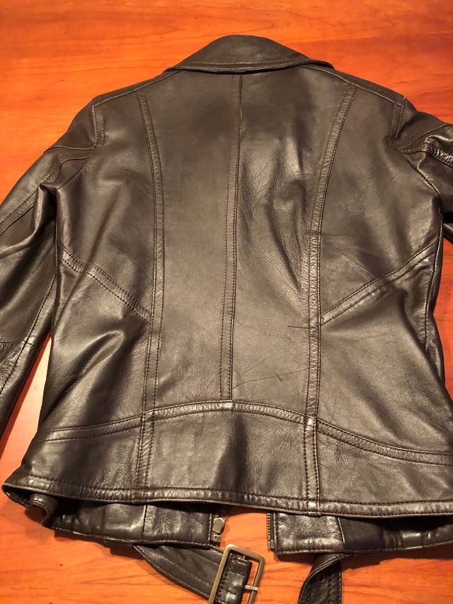 Chaqueta piel marrón