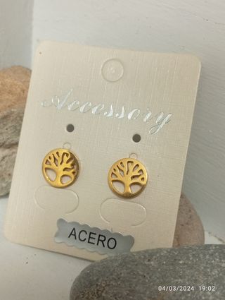 Pendientes amuleto acero dorado plateado