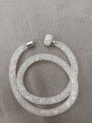 Braccialetto doppio bianco strass