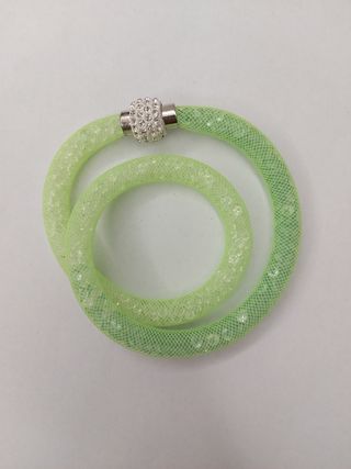 Braccialetto doppio verde strass