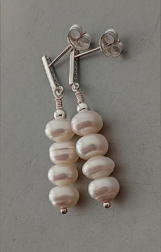 Pendientes, plata ley y perlas 