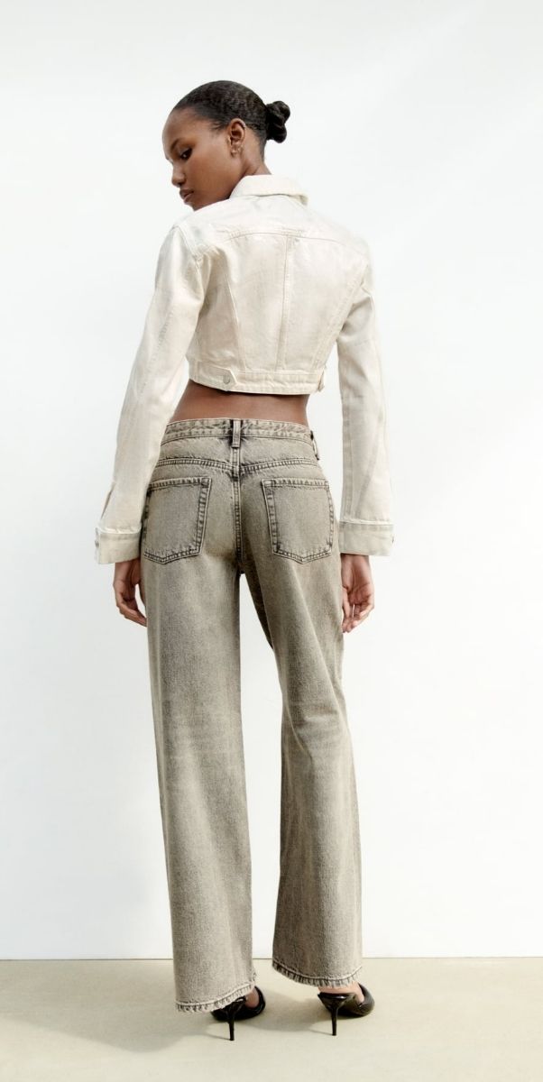 Cazadora Vaquera Crop Metalizada Zara