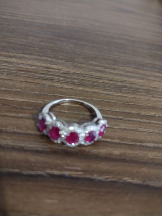 Anillo Oro Blanco Diamantes y Rubíes Ocasión ‼️