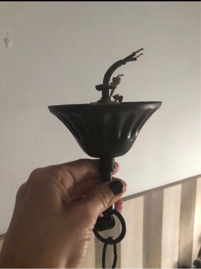 Lampara techo de forja y cristales de colores