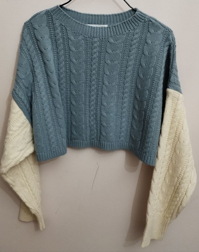 Jersey crop azul/blanco