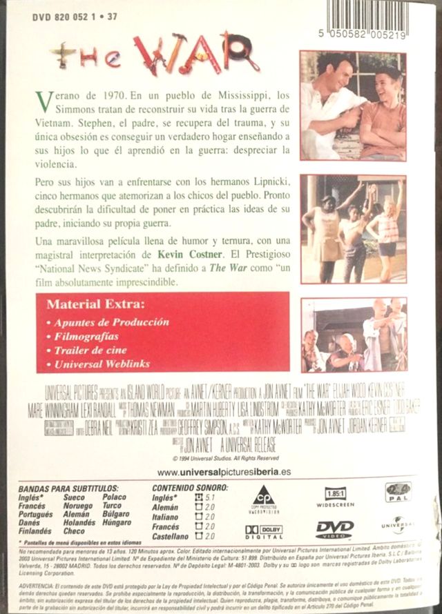 The War DVD La Guerra Elijah Wood Kevin Costner