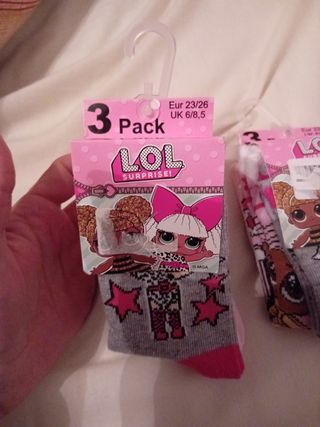 2 pack de 3 pares de calcetines nuevos lol