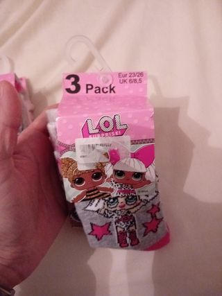 2 pack de 3 pares de calcetines nuevos lol