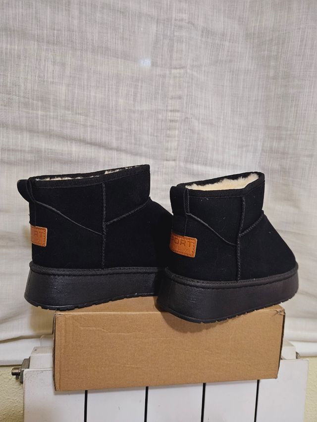 Botas pelo con plataforma negras