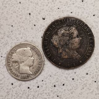 Plata.Isabel II 40 Céntimos Escudo 1967 y otra.
