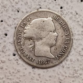 Plata.Isabel II 40 Céntimos Escudo 1967 y otra.