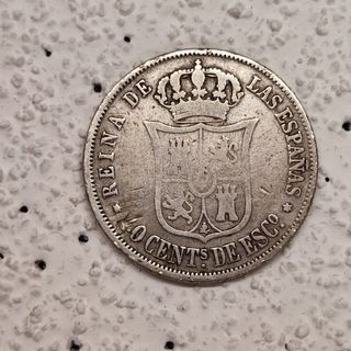 Plata.Isabel II 40 Céntimos Escudo 1967 y otra.