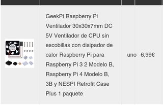 GeekPi Raspberry Pi Ventilador 30x30x7mm DC 5V Ven