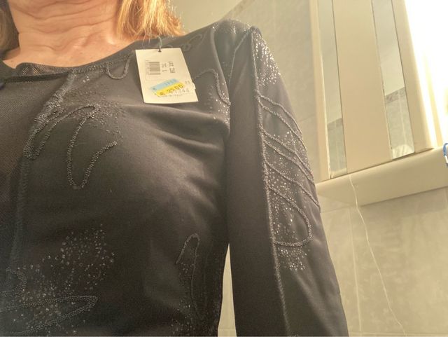 Maglietta donna nera con trasparenze NUOVA