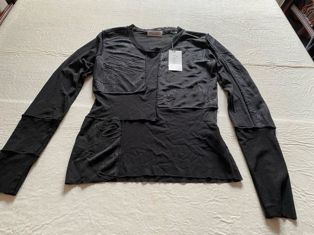 Maglietta donna nera con trasparenze NUOVA