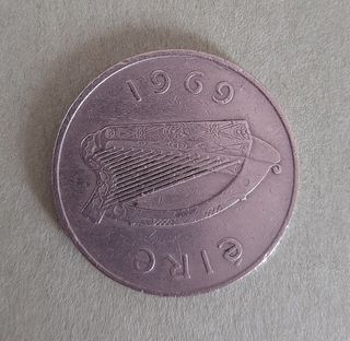 Moneta da 10 P irlandese del 1969