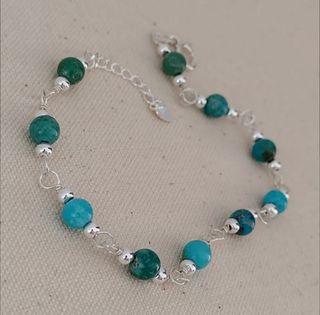 Pulsera, plata ley y turquesa 
