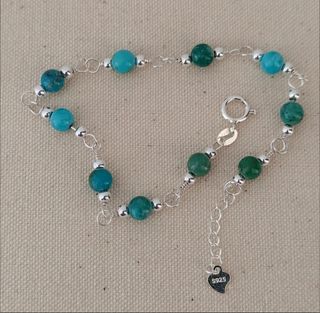 Pulsera, plata ley y turquesa 