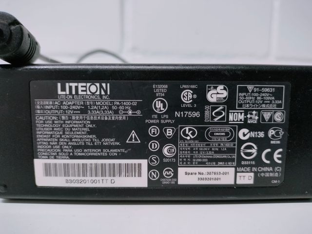 LITEON PA-1400-02 12V 3.33A 40W CARGADOR
