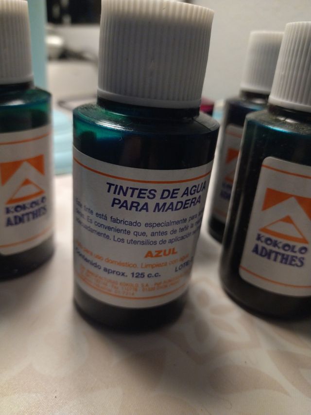 15 Tintes al agua para madera 125cc color azul