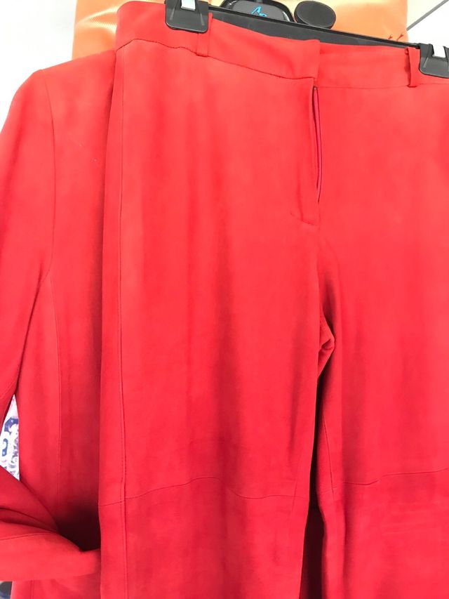 traje de ANTE/PIEL de pantalón y chaqueta mujer