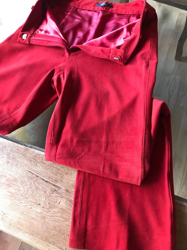 traje de ANTE/PIEL de pantalón y chaqueta mujer