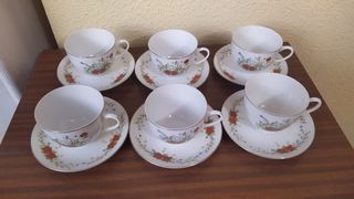 Juego 6 tazas y 6 platos de café