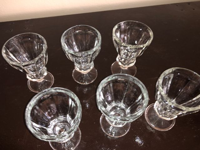 6 Bicchierini Vetro Antichi Vintage