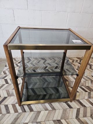 Camarera vintage años 70 madera y cristales